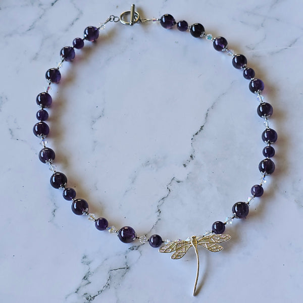 Amethyst Dragonfly Necklace