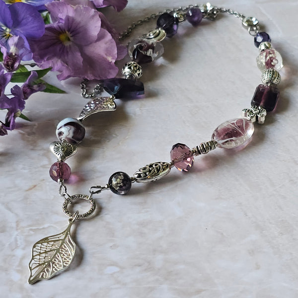 Long Purple/Amethyst Beaded Necklace