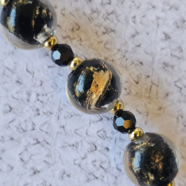 Black and Gold Glass Necklace