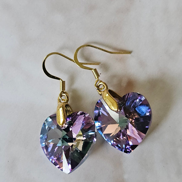 Swarovski Crystal Heart Earrings - Large