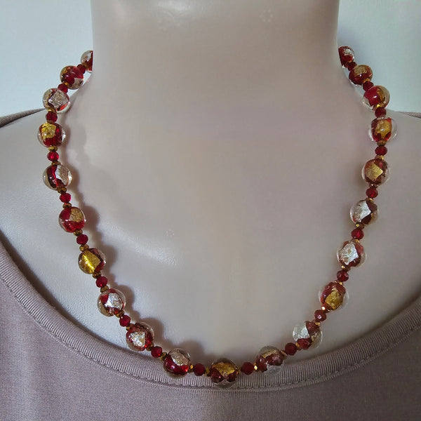 Red, Gold and Silver Necklace