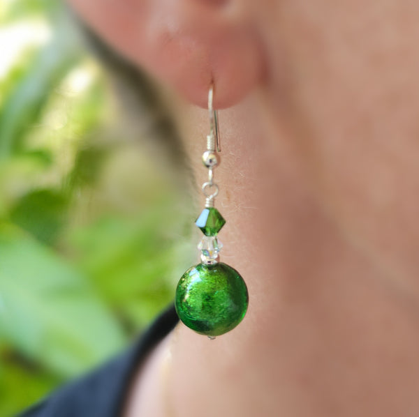 Silver Foil Murano Glass Earrings