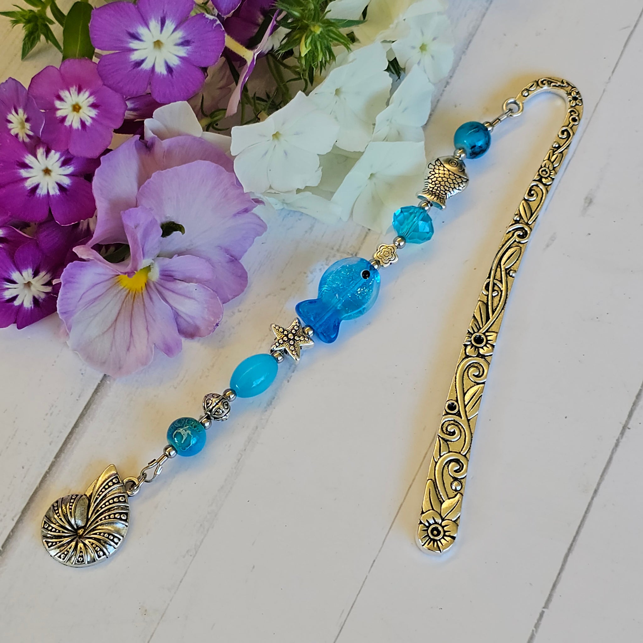 Bookmark Aqua Blue with Shell