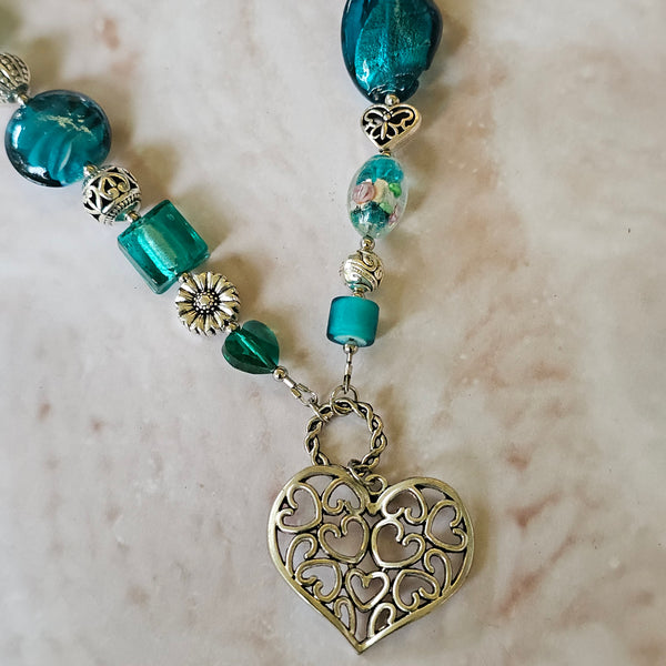 Long Teal Green Necklace