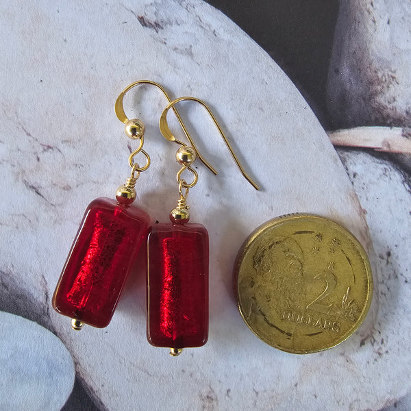 Ruby Red Murano Glass Rectangle - Small