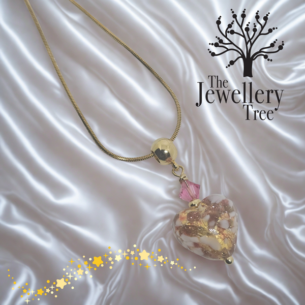 Speckled Murano Glass Heart Pendant