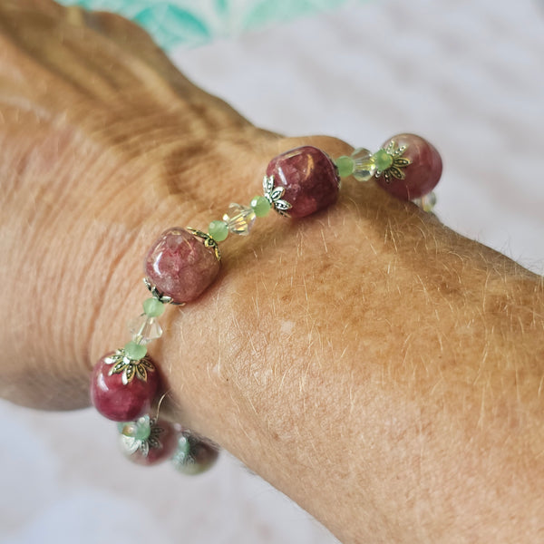 Pink and Green (Watermelon) Bracelet 23cm