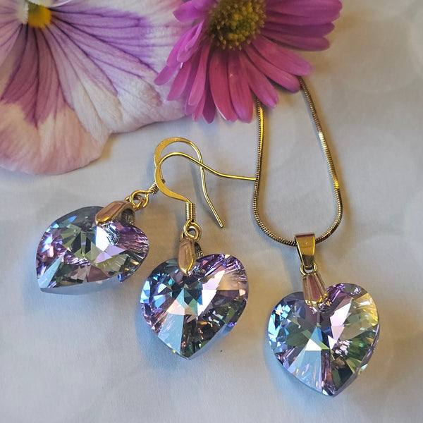 Swarovski Crystal Heart Earrings - Large