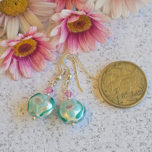 Murano Glass Lampwork Disc Earrings