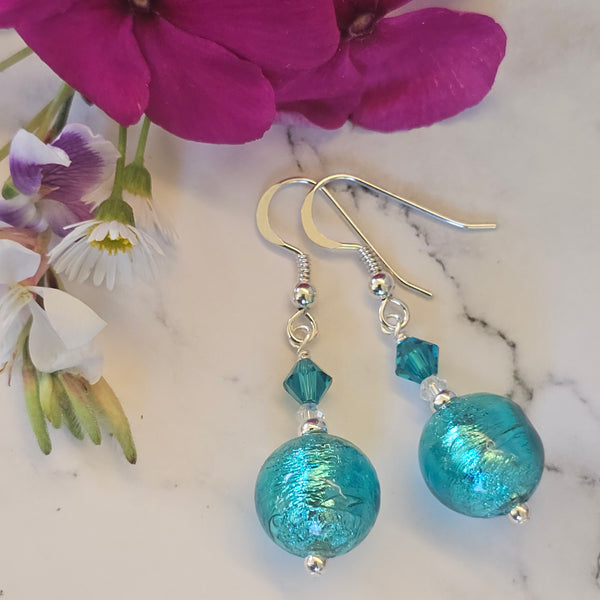 Silver Foil Murano Glass Earrings