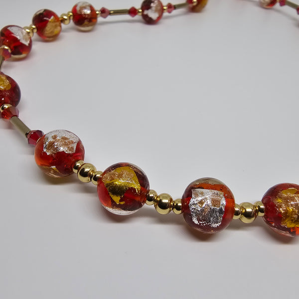 Red, Gold and Silver Necklace