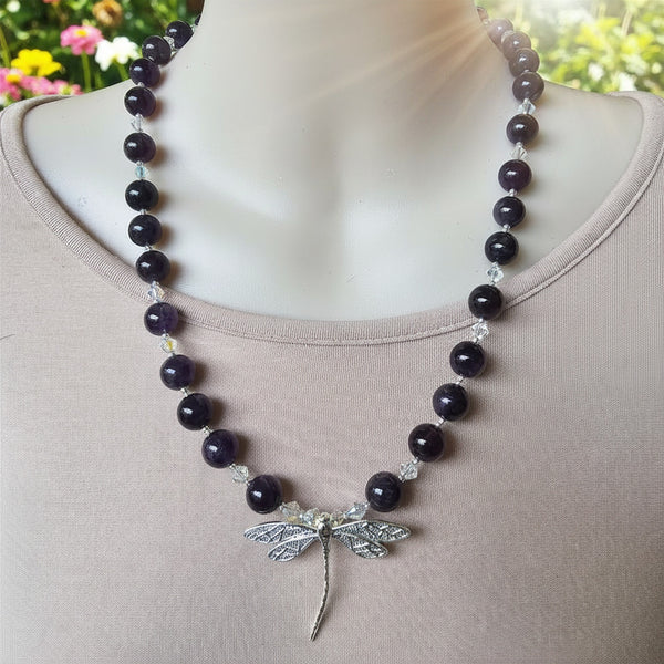 Amethyst Dragonfly Necklace