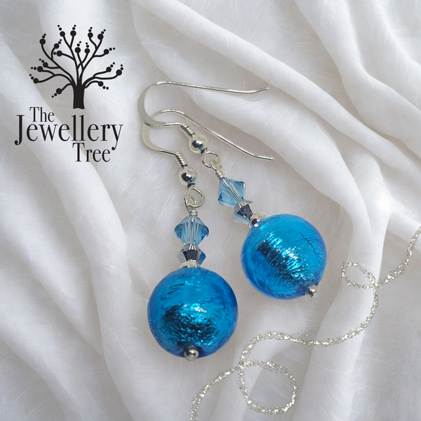 Silver Foil Murano Glass Earrings