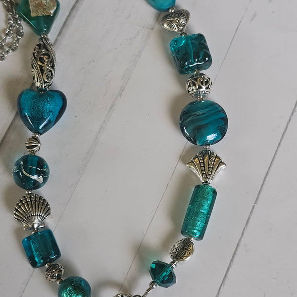 Long Teal Green Necklace