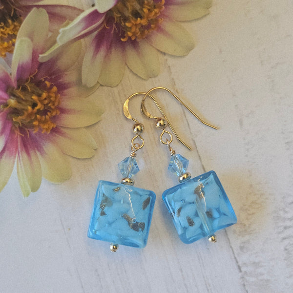 Vela Square Murano Glass Earrings