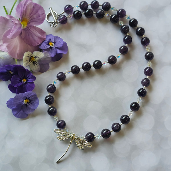 Amethyst Dragonfly Necklace