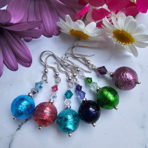 Silver Foil Murano Glass Earrings