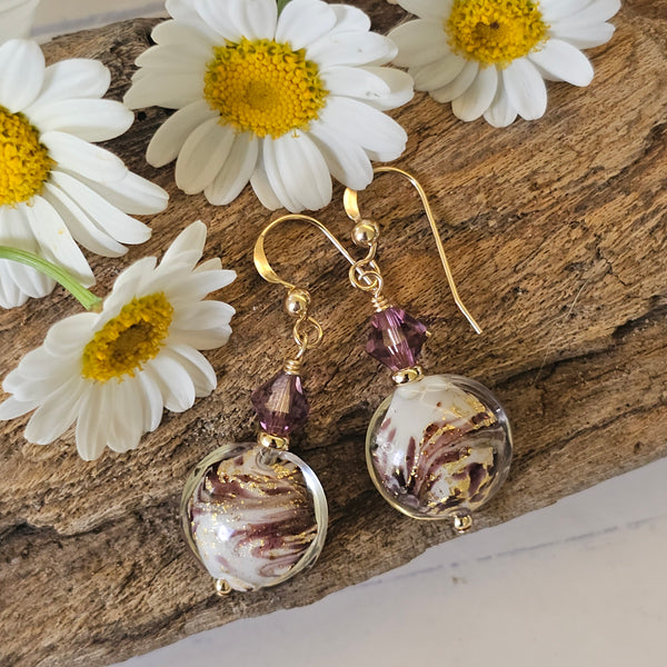 Marbled Murano Glass Disc Earrings