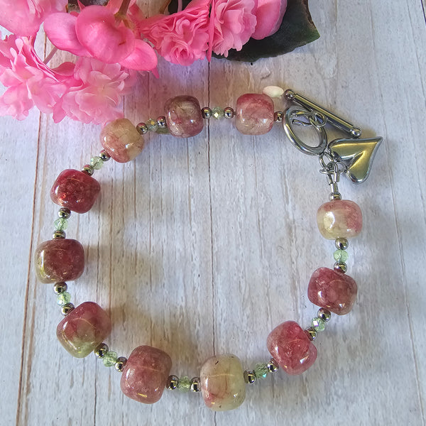 Pink and Green (Watermelon) Bracelet 23cm