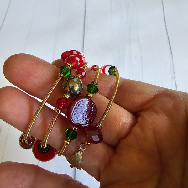 Christmas Lampwork Wraparound Bracelet