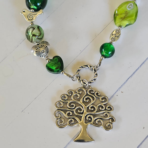 Shades of Green Long Necklace