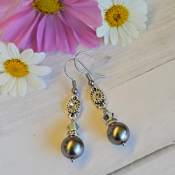 Swarovski Crystal Pearl Earrings Long