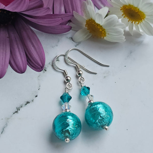 Silver Foil Murano Glass Earrings