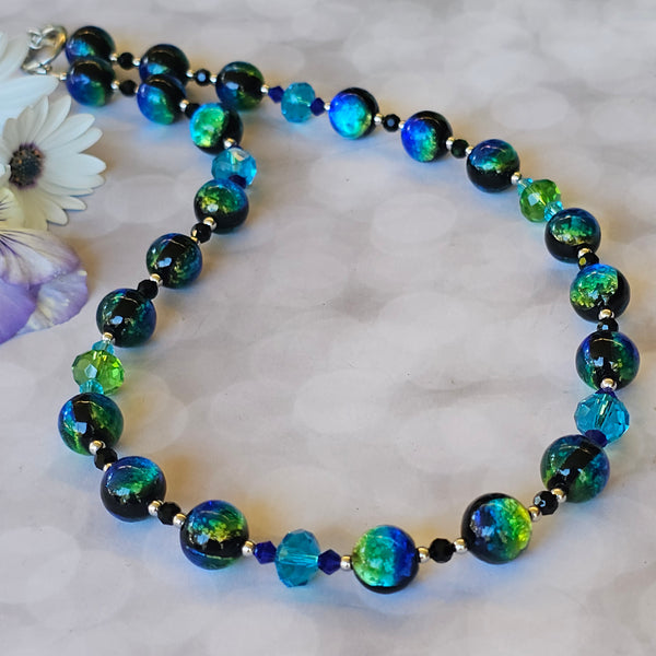 Blue and Green Glass Necklace