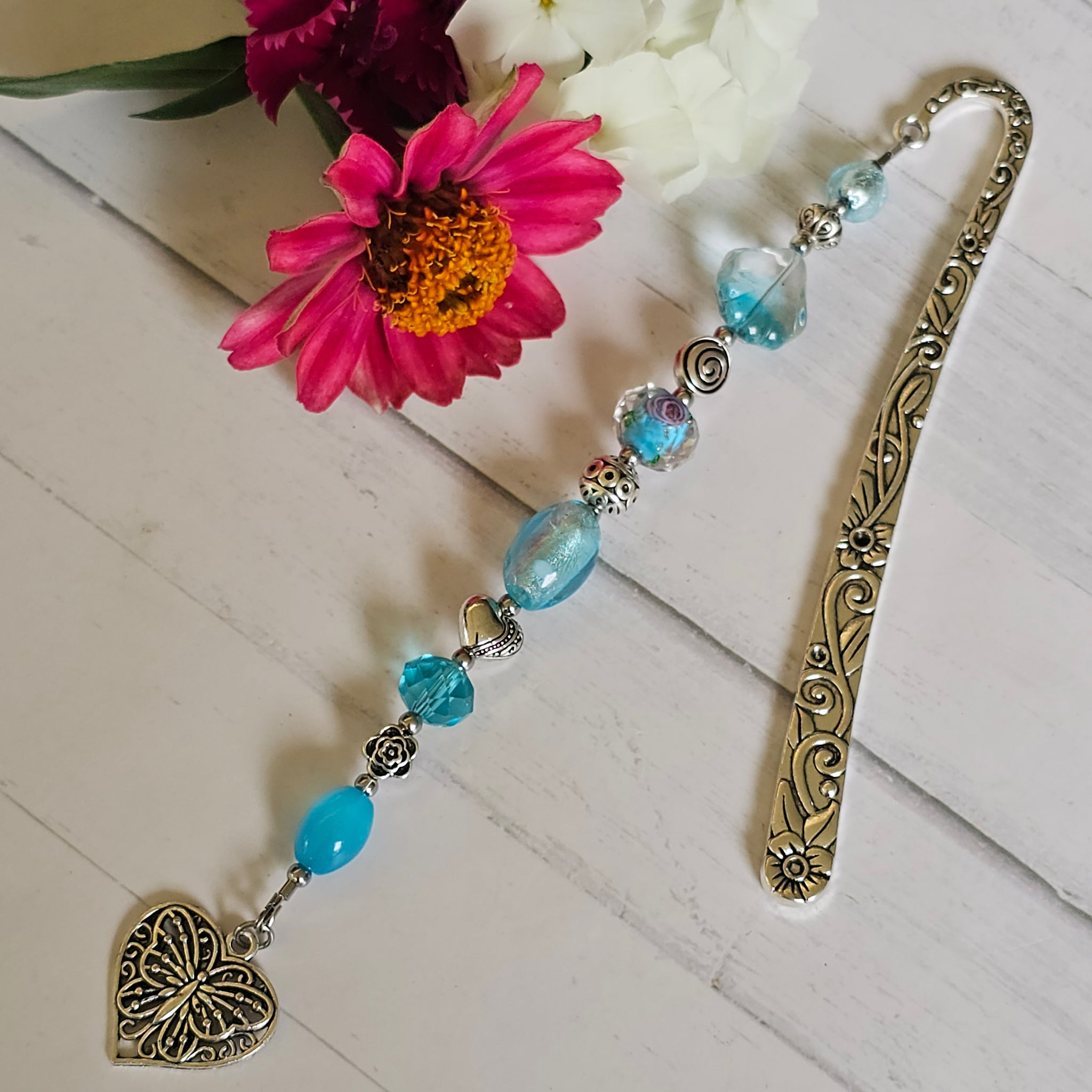 Bookmark Pale Aqua with Heart