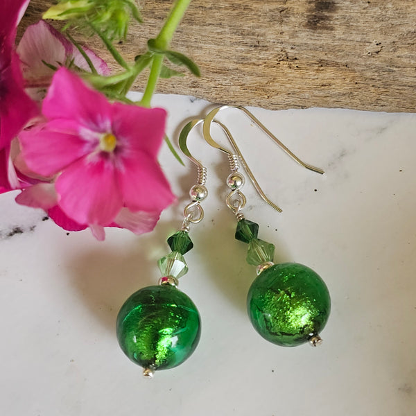 Silver Foil Murano Glass Earrings