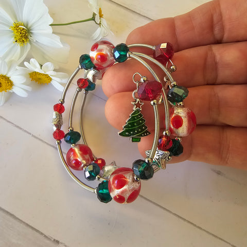 Christmas Lampwork Wraparound Bracelet
