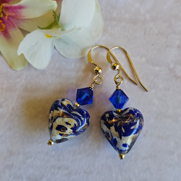 Blue Murano Glass Hearts