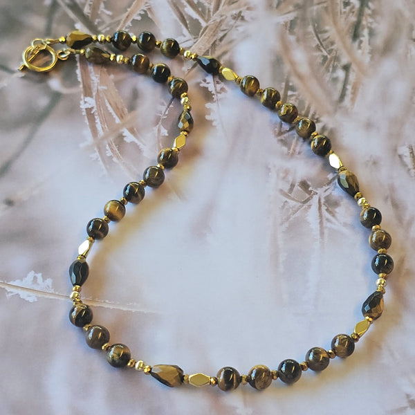 Tiger's Eye Necklace in Gold