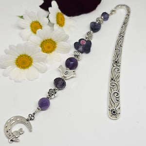 Bookmark Purple with Cat on Moon
