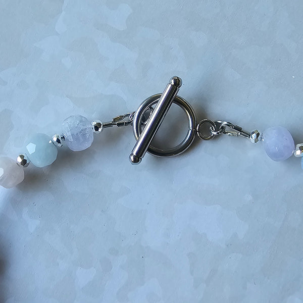 Pastel Faceted Gemstone Dragonfly Necklace