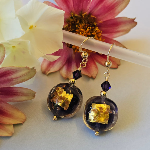 Plum Purple Luna Disc Earrings