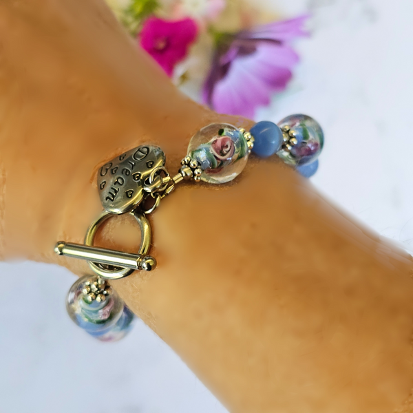 Blue Lampwork Glass Bracelet