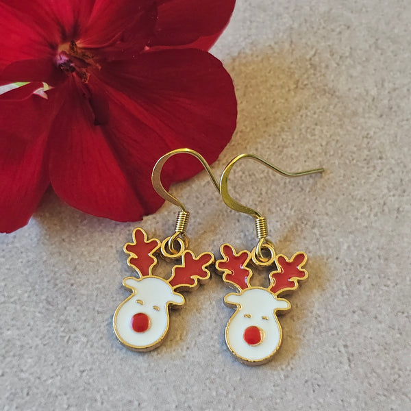 Enamel Christmas Earrings - Gold Plated