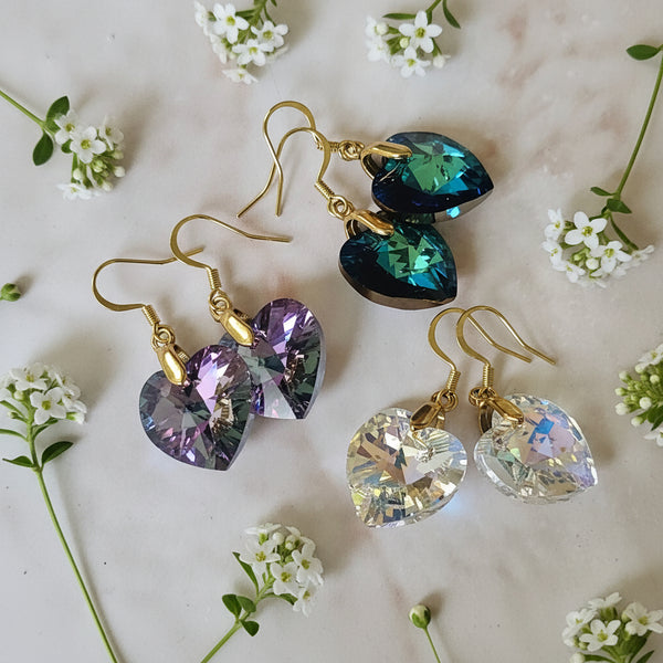 Swarovski Crystal Heart Earrings - Large