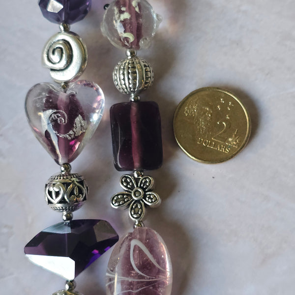 Long Purple/Amethyst Beaded Necklace