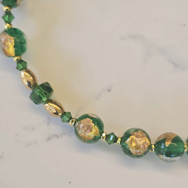 Green, Silver and Gold Necklace