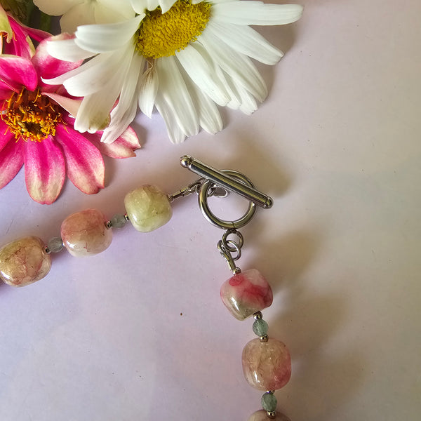 Green and Pink Gemstone Necklace