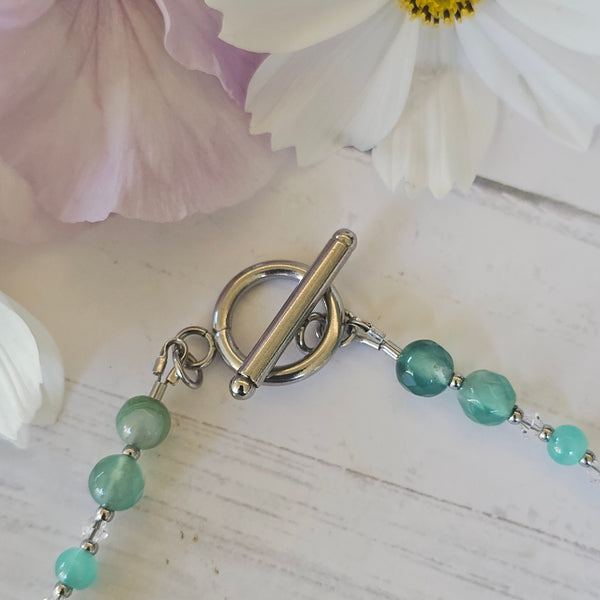 Green Aventurine and Crystal Dragonfly Necklace