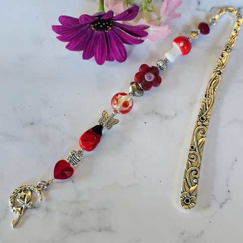 Bookmark Red with Fairy on Moon