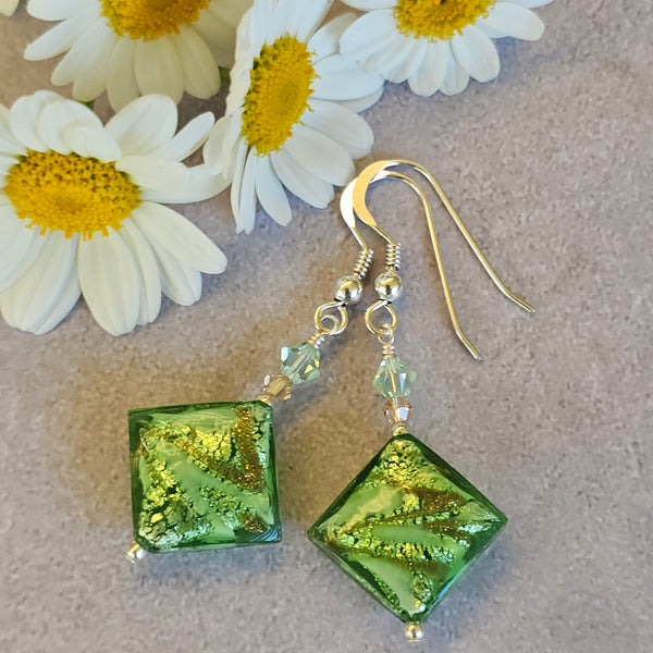 Murano Foil Glass Diagonal Squares