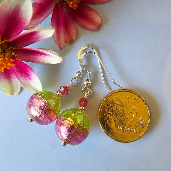 Silver Foil Bicolour Murano Glass Earrings