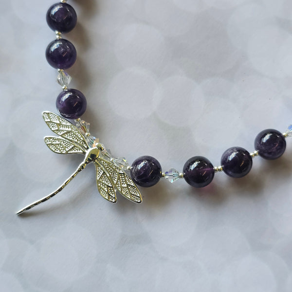 Amethyst Dragonfly Necklace