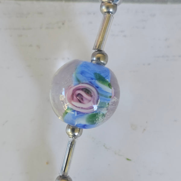 Blue Lampwork Glass Necklace