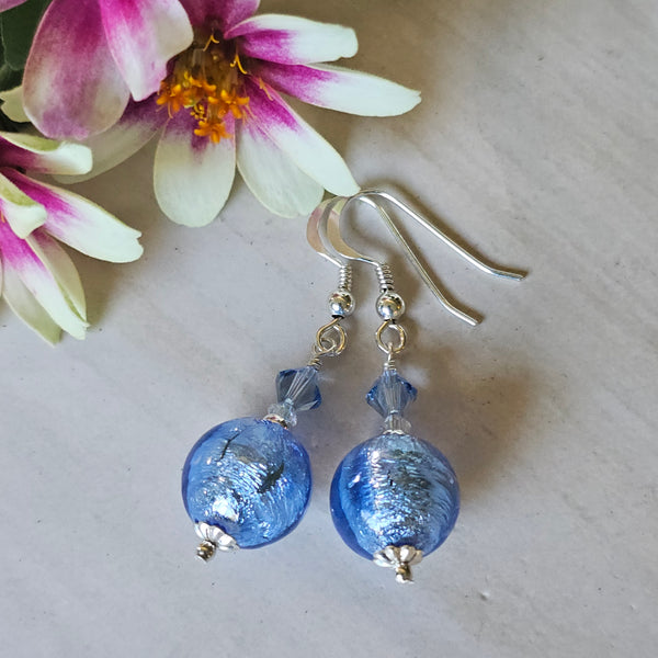 Silver Foil Murano Glass Earrings