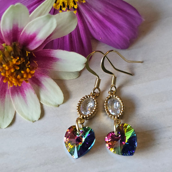 Swarovski Crystal Heart Dangles (Gold colour)